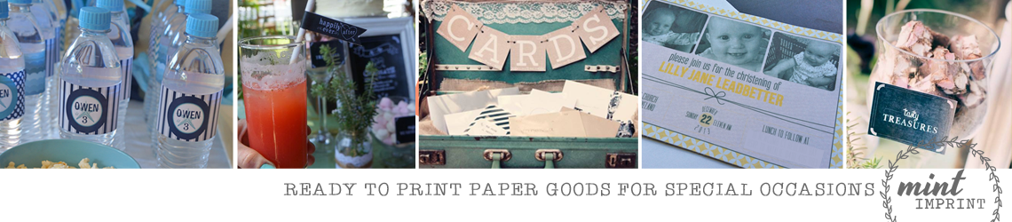 Mint Imprint :: ready-to-print Party Invitations + Personalised Décor