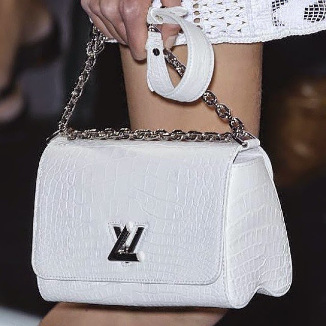 NEW Louis Vuitton Mini Twist shoulder bag in White Crocodile