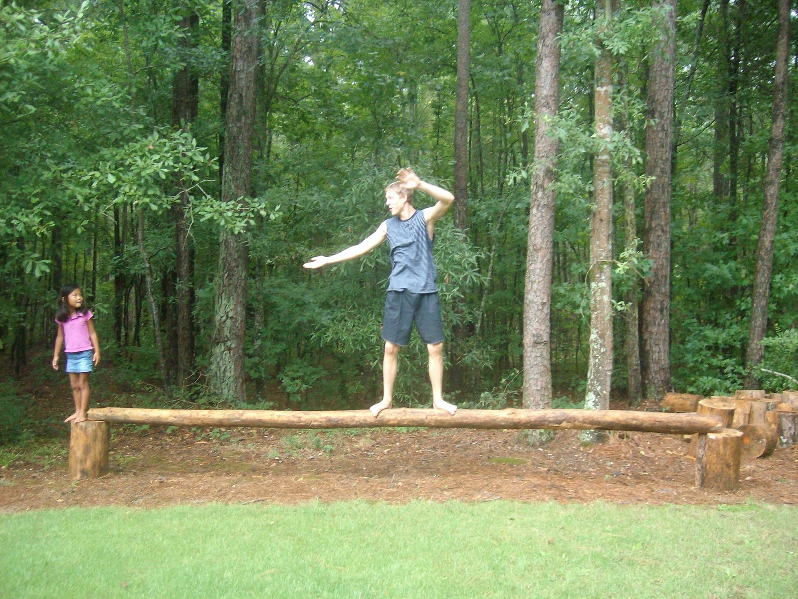 Treasures in Jars... Drew's homemade balance beam... (check out video)