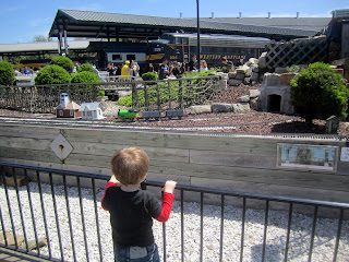 Alex was fascinated, watching for the trains!
