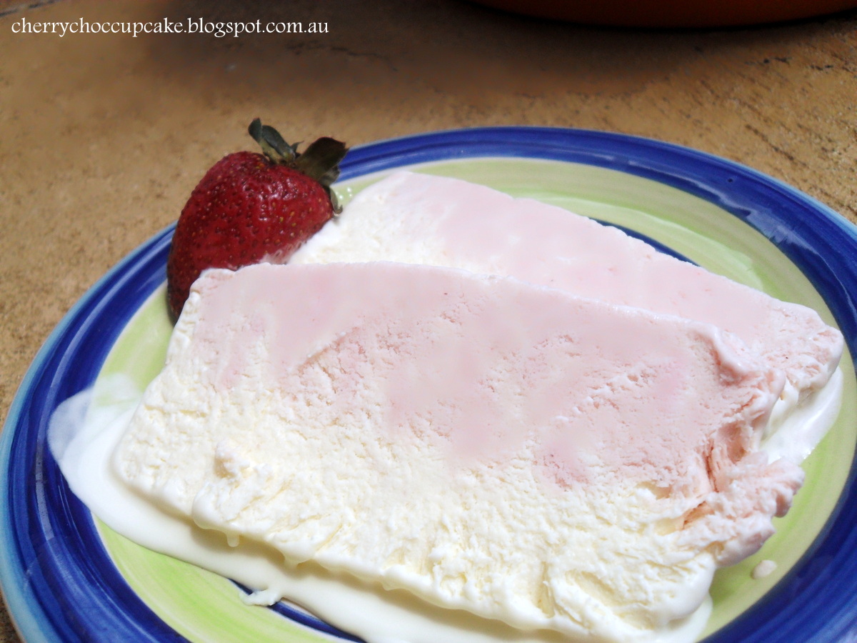 Cherry Choc Cupcake Strawberry Swirl Ice Cream Slice