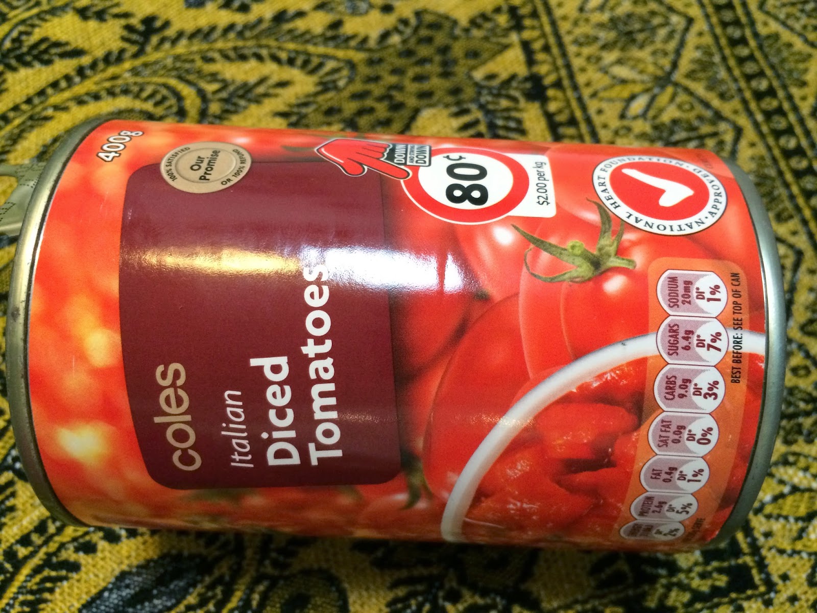 GlutenFree Vegan Food Labels Coles Italian Diced Tomatoes 400g