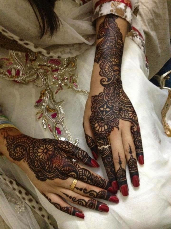Beautiful Latest Simple Arabic Pakistani Indian Bridal Girl Mehndi Designs July 2014