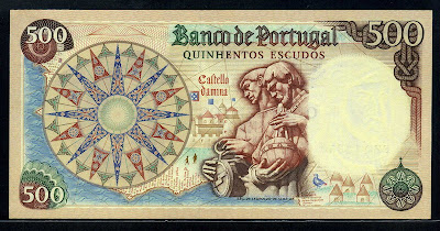 Portugal banknotes 500 Escudos Portuguese escudo note
