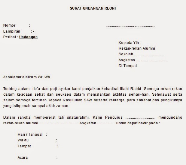 Contoh Surat Undangan Reuni 2019 Kumpulan Contoh Surat Dan