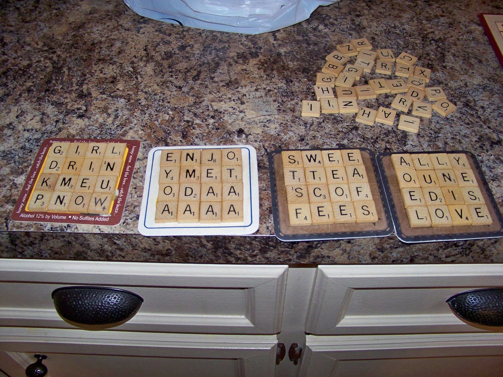 ART IS BEAUTY Scrabble tile coasters