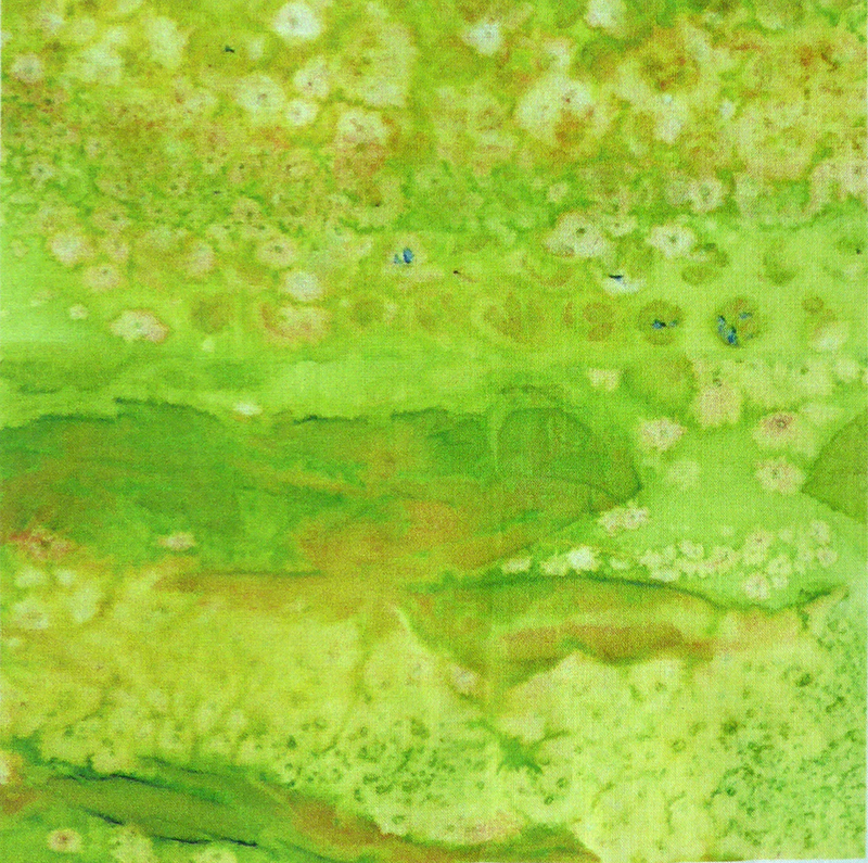 Yellow green paint effect fabric linsart Spoonflower