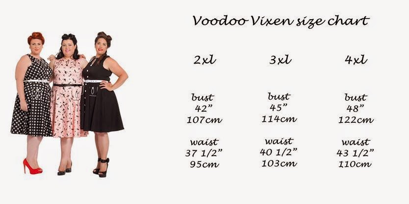 Voodoo Vixen Size Chart