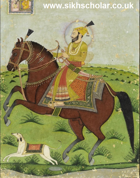 Bonhams+1793+++Guru+Gobind+Singh,+the+tenth+Sikh+Guru,+on+horseback+in+a+landscape+Punjab+Plains2.jpg