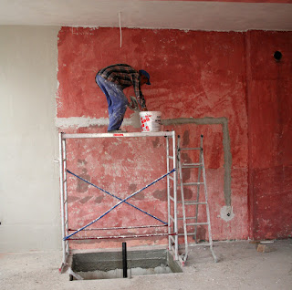 Scaffold over the stairwell Scaffold over the stairwell