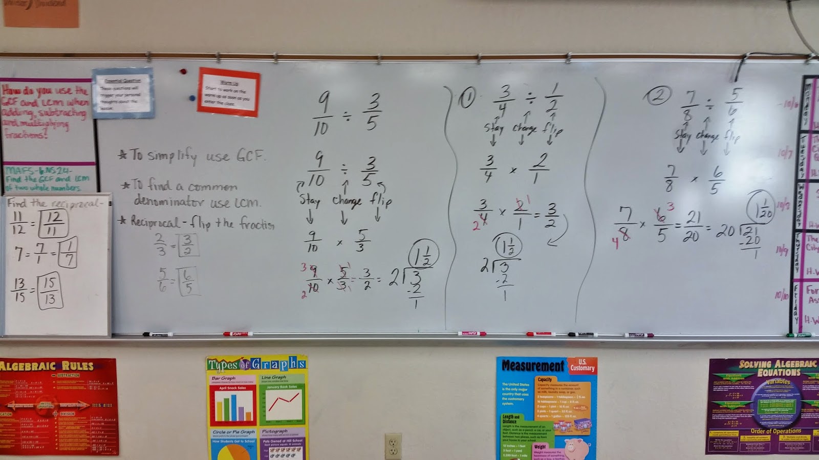 Mrs. Negron 6th Grade Math Class Notes for diving fractions & dividing