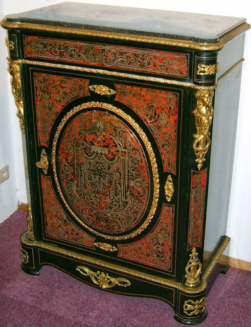 Napoleon III boulle cabinet Boulle marquetry in red tortoise shell and copper with gilt bronze