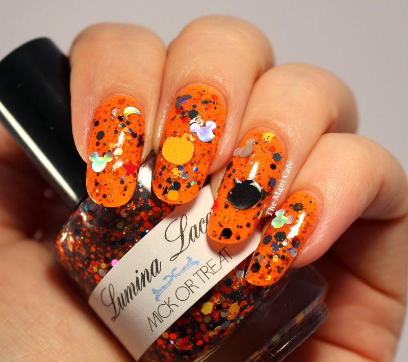 The Mani Café Happy Halloween The Nail Junkie Orange &amp; Lumina