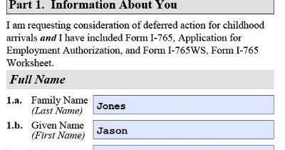 dreamers are us completed sample uscis form i 821d form i 765 worksheet