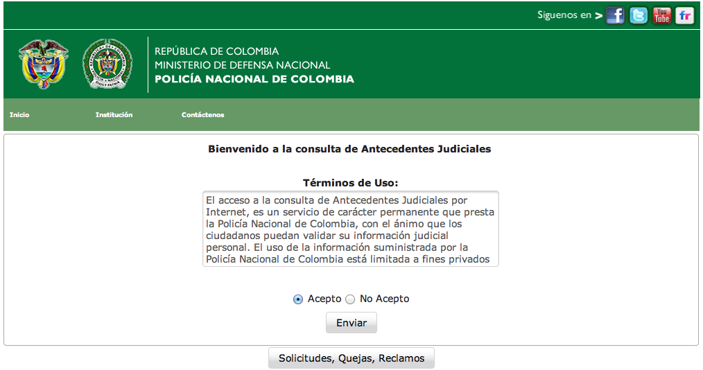 Pasado Judicial en linea - acepta términos de uso, haciendo clic en "Acepto" Pasado Judicial en linea - acepta términos de uso, haciendo clic en "Acepto"