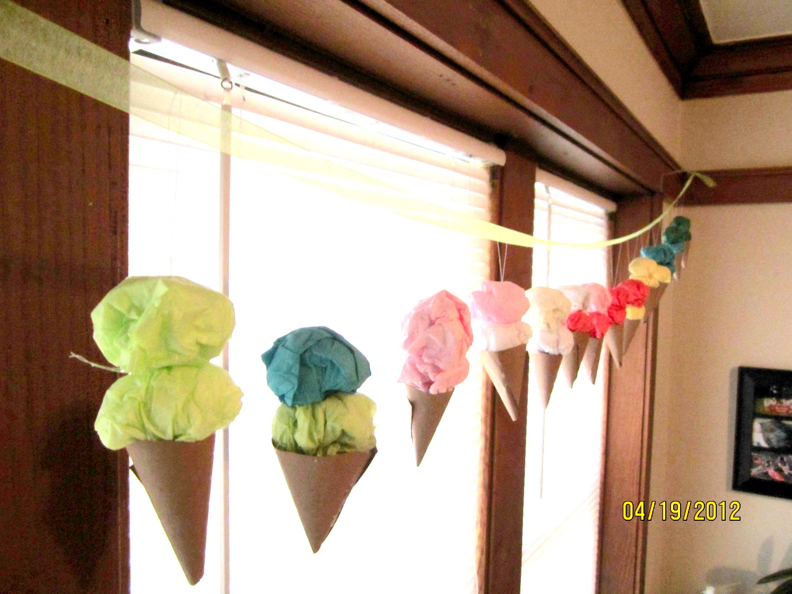 Homemade and Colorful Ice cream Cone Garland