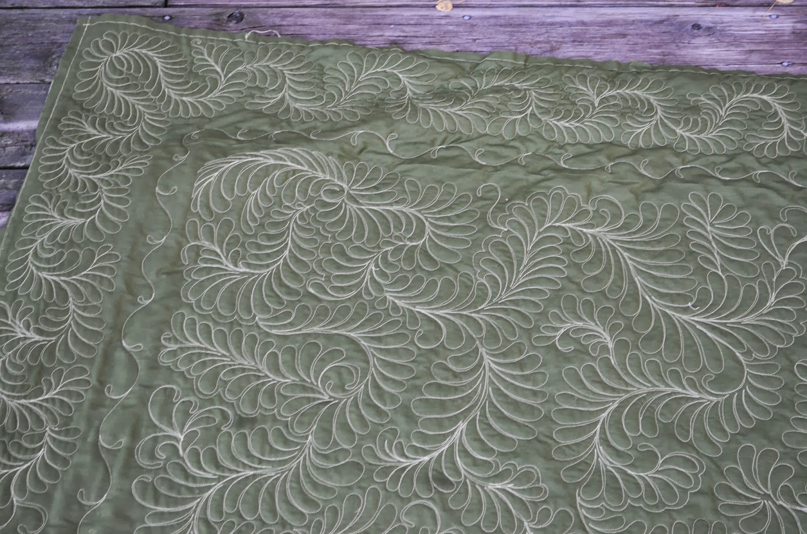 Rebecca's Designs Green/White Toile Quilt For DIL