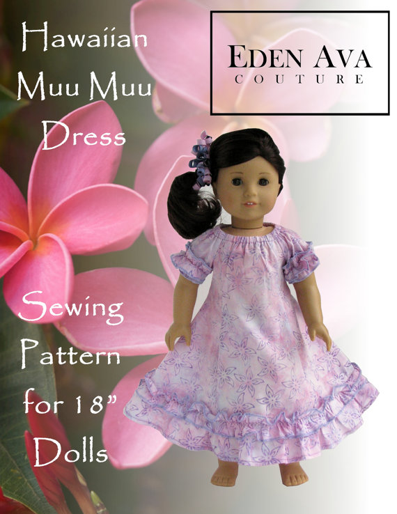 Eden Ava Couture Hawaiian Muu Muu Dress Pattern American Girl Doll