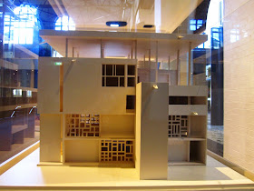 Rear view of a model of Le Corbusier's Villa Shodhan.
