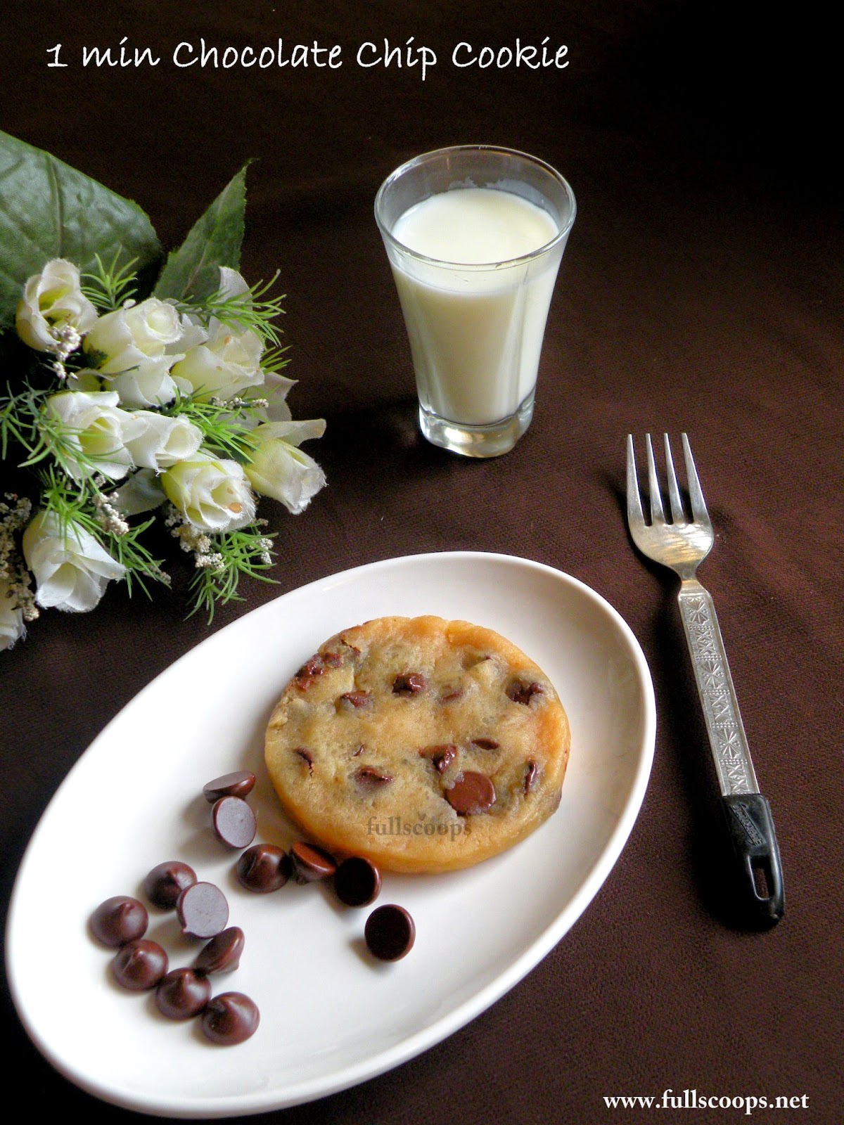 1 Minute Eggless Chocolate Chip Cookie Full Scoops A food blog with