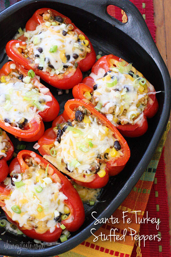 Santa Fe Turkey Stuffed Peppers Skinnytaste