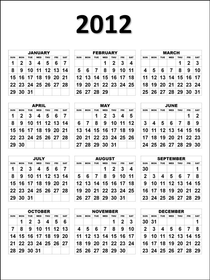 january 2012 holidays.