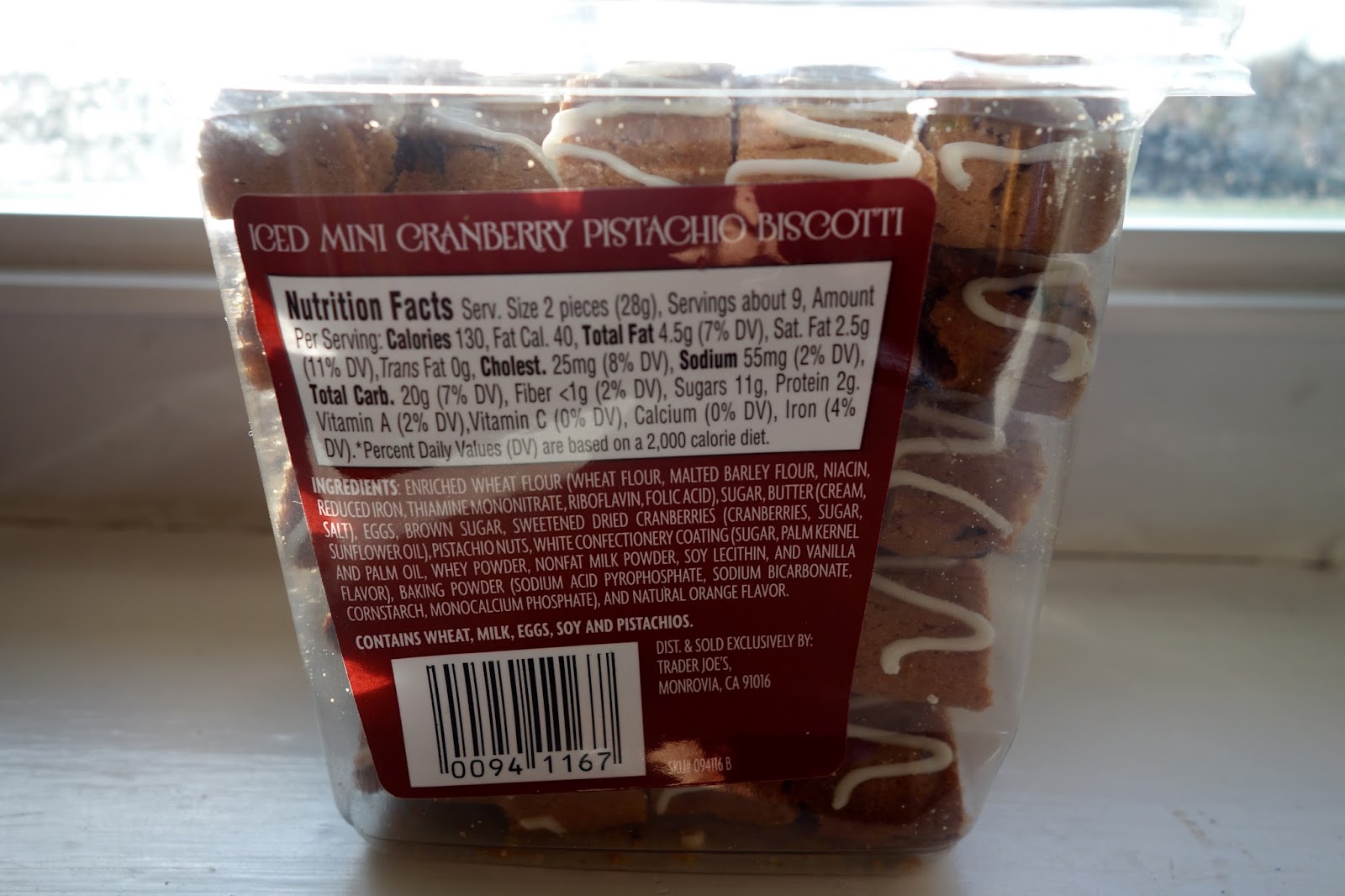 Trader Joe's Iced Mini Cranberry Pistachio Biscotti