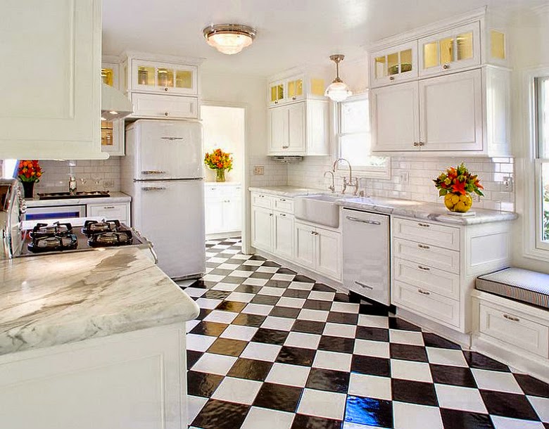 retro kitchen checkerboard design