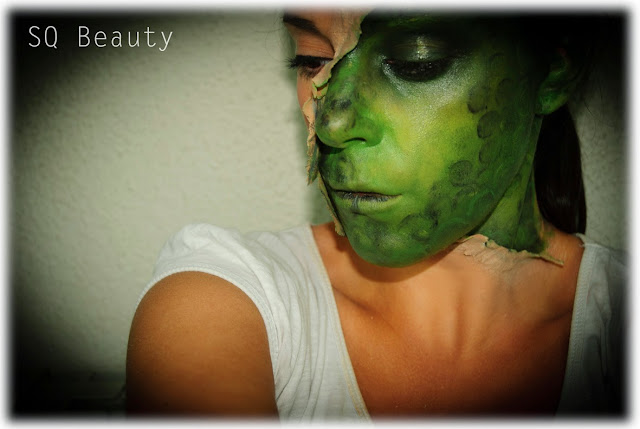 Maquillaje Halloween Media cara reptil Reptile half face makeup Silvia Quiros