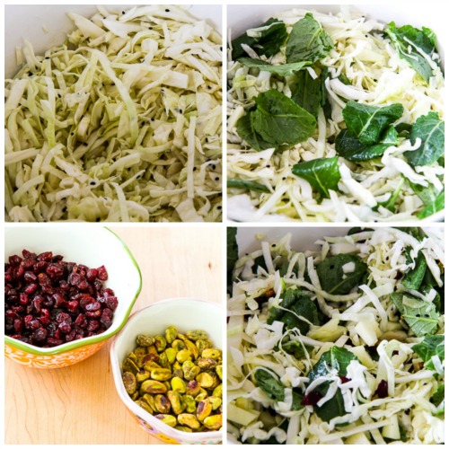 Cabbage, Apple, and Kale Salad with Cranberries and Pistachios (VIDEO