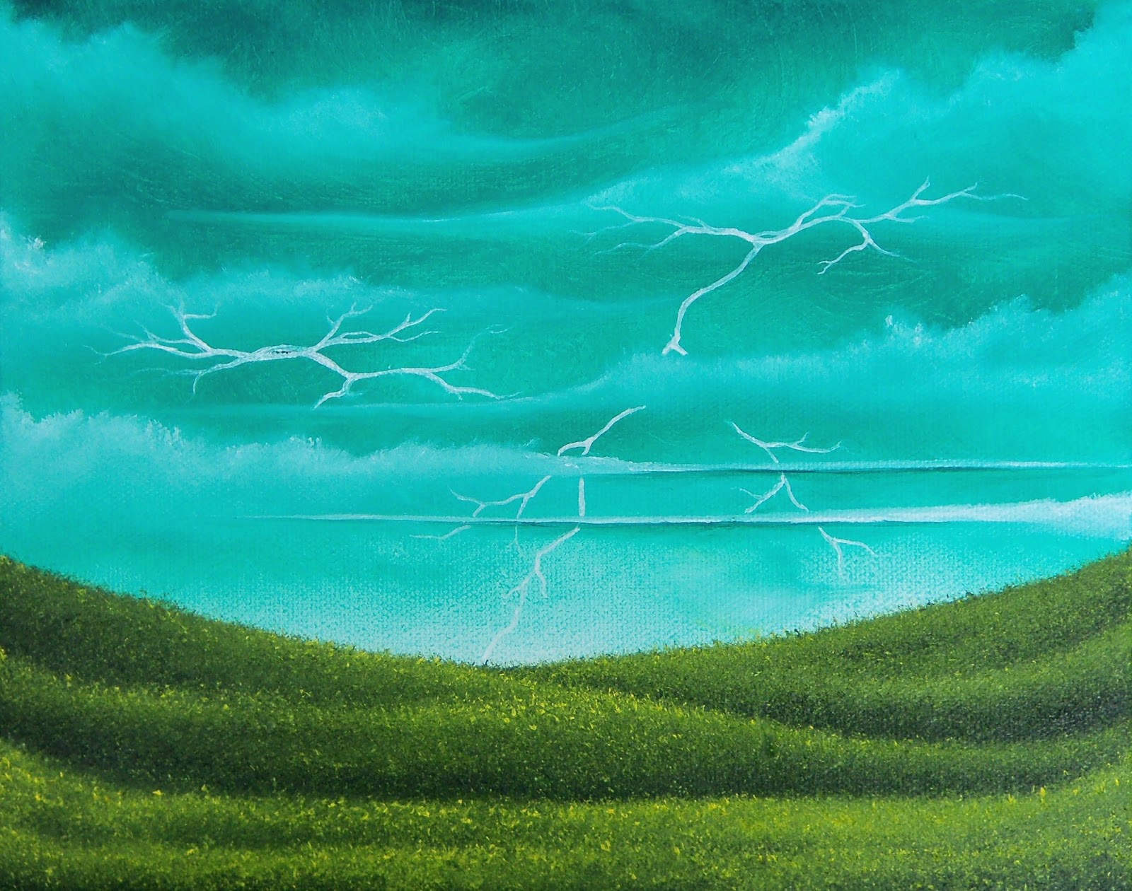 Bing Art by Rachel Bingaman Original Landscape Painting, Contemporary Art, Lightning Bolt Oil