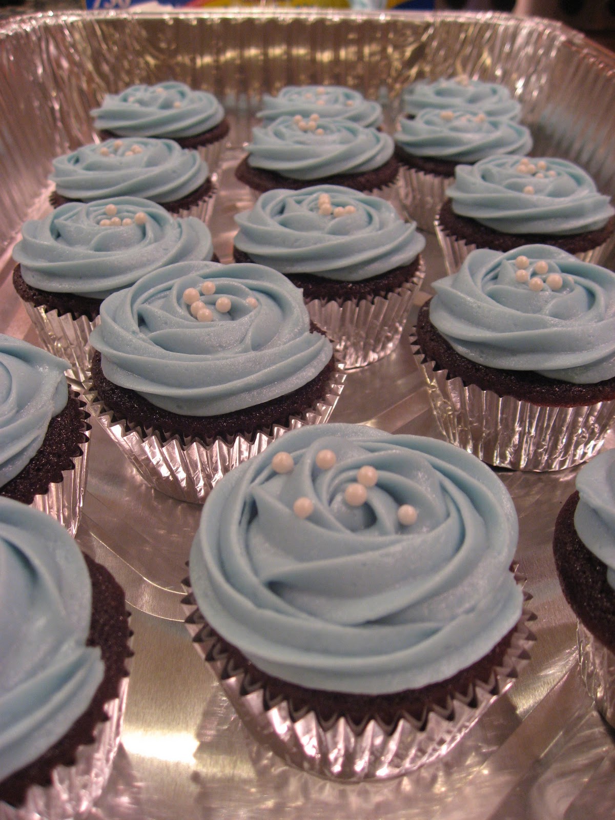 Getting Baked With Kat Devil's Food Baby Shower Cupcakes (It's a boy!)