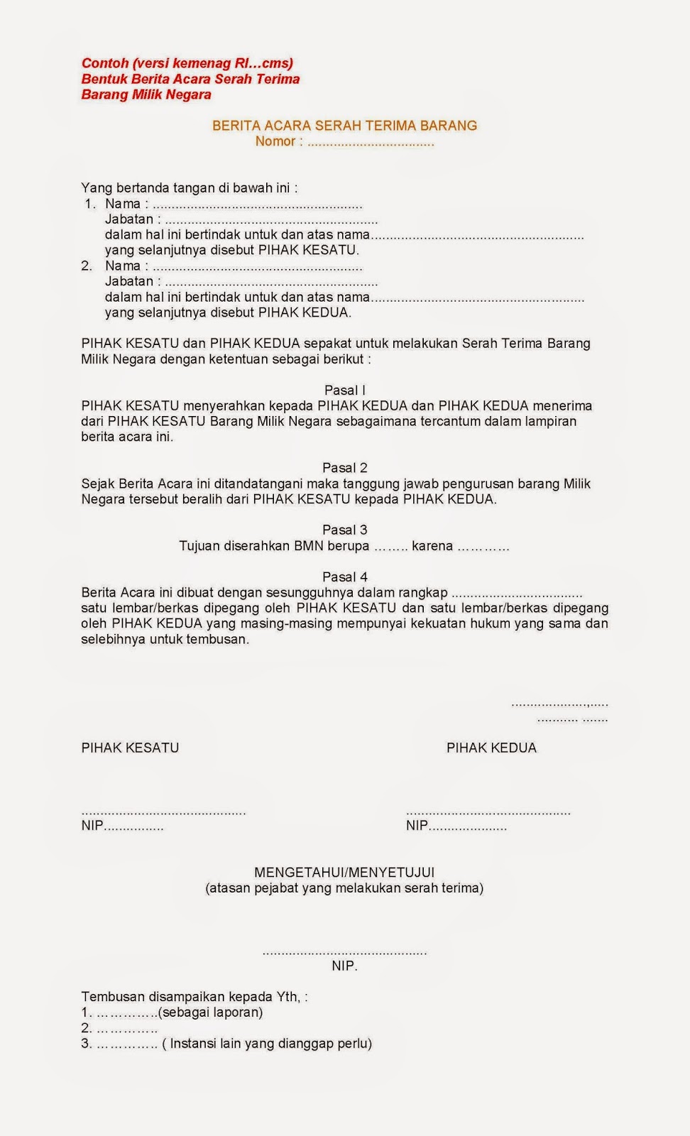 Contoh Berita Acara Serah Terima Bast Versi Cms