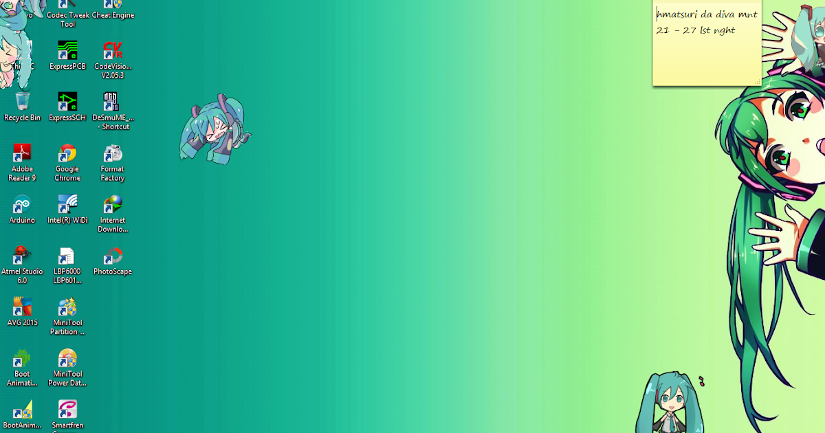 The Heartfull Cry Hatsune Miku Shimeji miku walking on desktop (windows, linux, mac os, android)