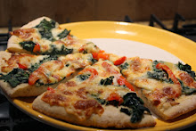 Spinach Red Pepper and Caramelized Onion Pizza