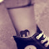 LITTLE CUTE AND BLACK ELEPHANT TATTOO ON ANKLE