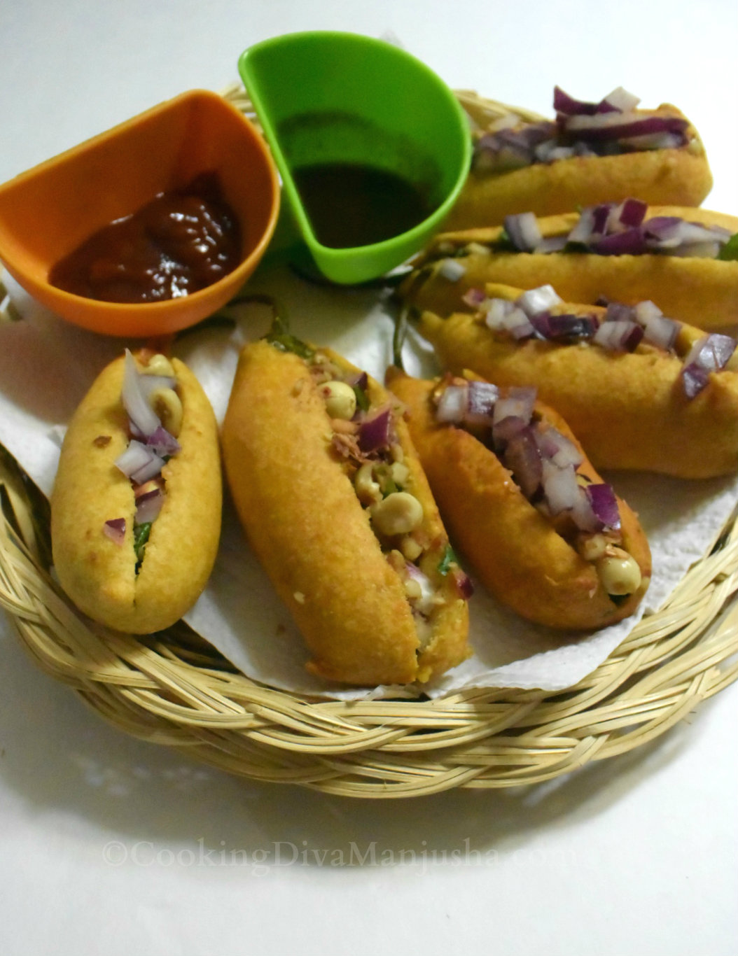 How to make perfect Mirchi Bajji & 5 min Tamarind chutney Stuffed