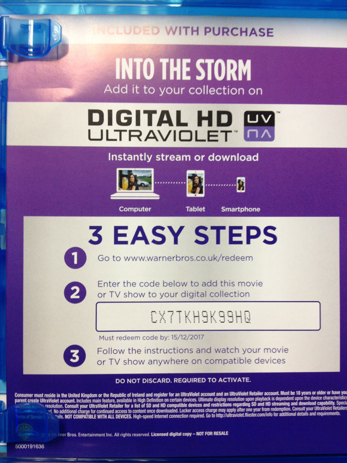 Your Free Daily Ultraviolet [UV] Codes for Movies Movie "Into the