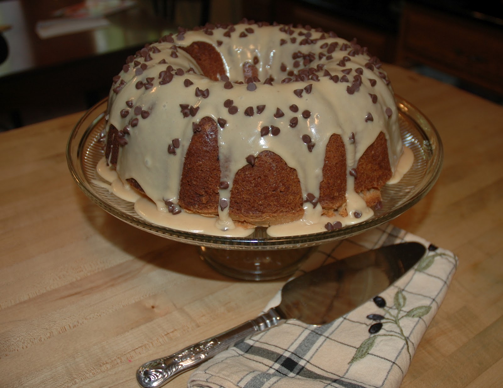 Country Comfy Corner Chocolate Chip Peanut Butter Pound Cake w/peanut