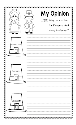 Johnny Appleseed Opinion Writing First and Second Grade