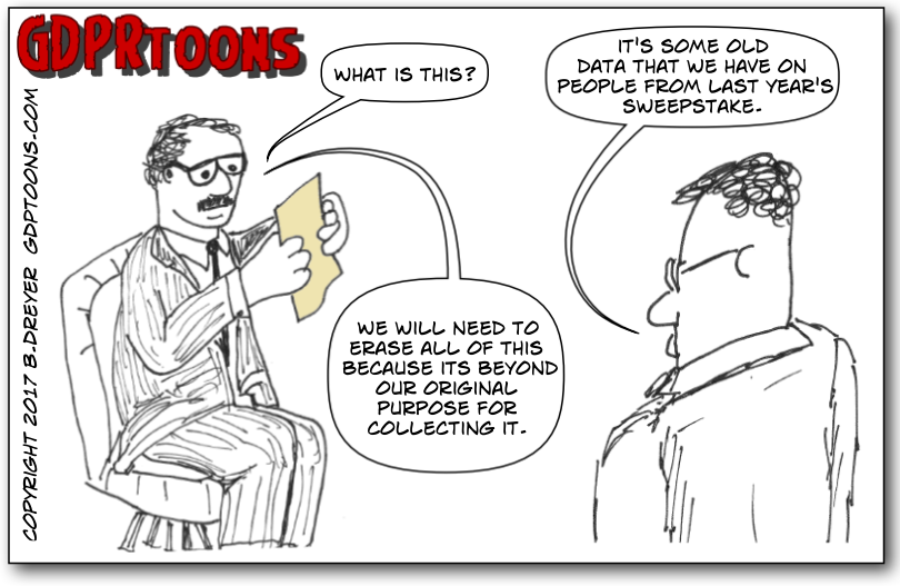 GDPRtoons GDPR states that data must be kept only for its original