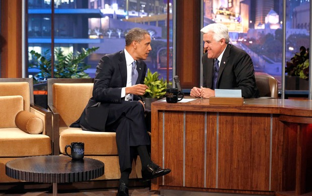 Obama no programa de Jay Leno: críticas aos países homofóbicos, como a Rússia (Foto: Agência Reuters) Obama no programa de Jay Leno: críticas aos países homofóbicos, como a Rússia (Foto: Agência Reuters)