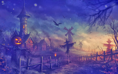 halloween-castle-pumpkin-crows-scarecrows-houses-windmills-wallpaper-1920x1200