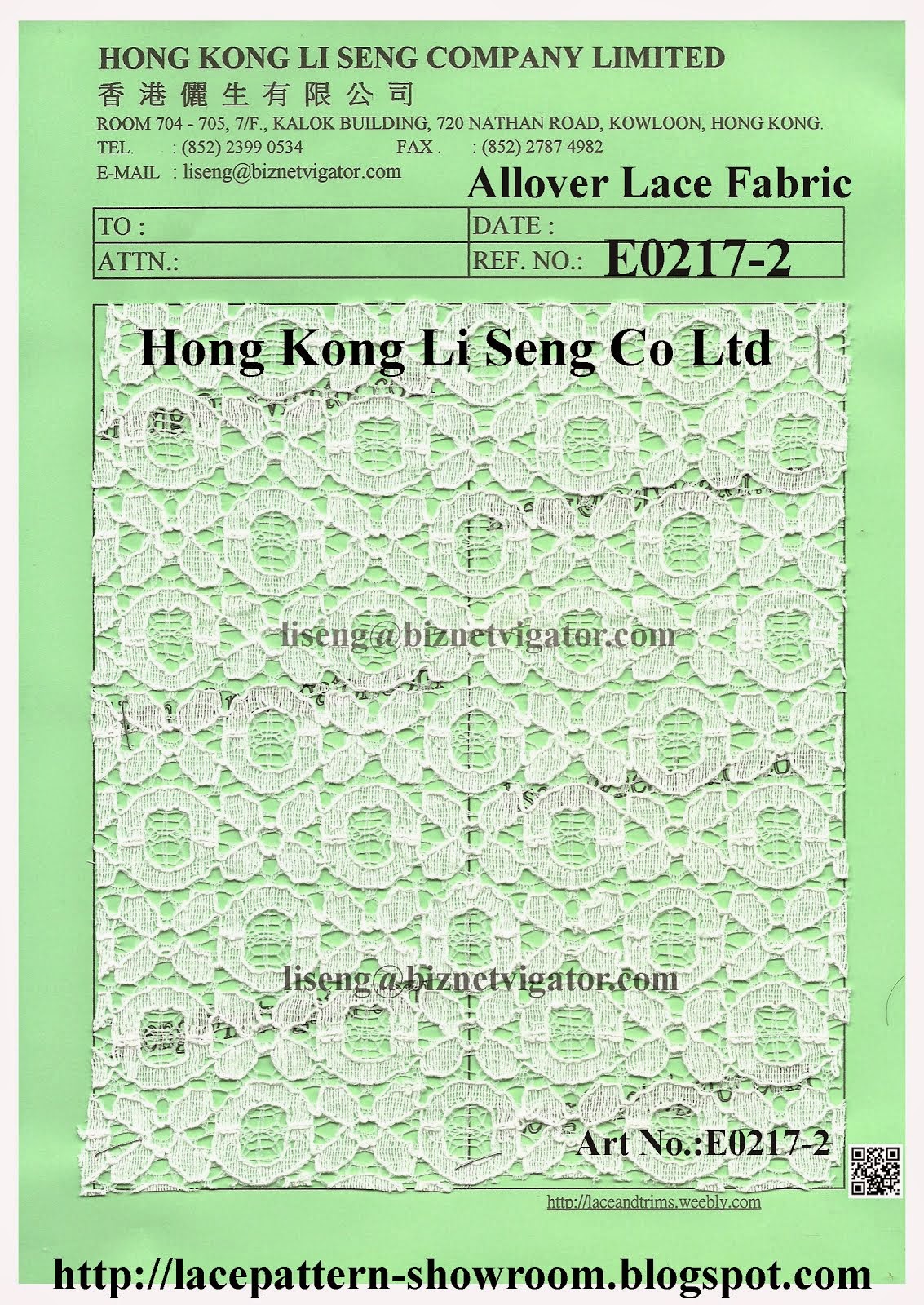 Allover Lace Fabric Manufacturer Wholesale and Supplier - Hong Kong Li Seng Co Ltd