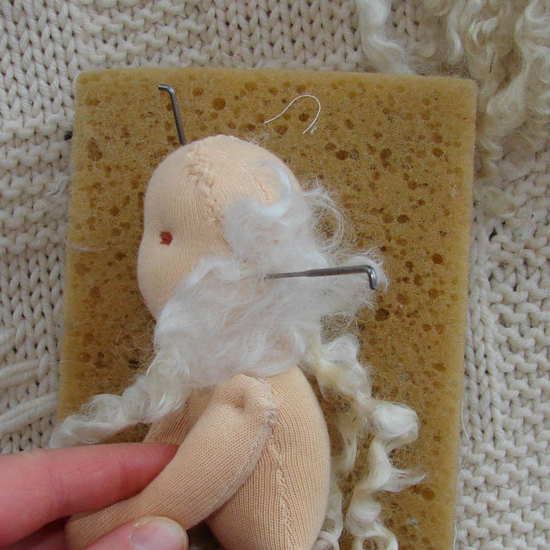 waldorf dolls, hand made doll hair alpaca, mohair curly long wool