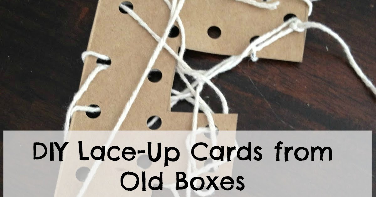 Mothering with Creativity DIY LaceUp Cards from Old Boxes