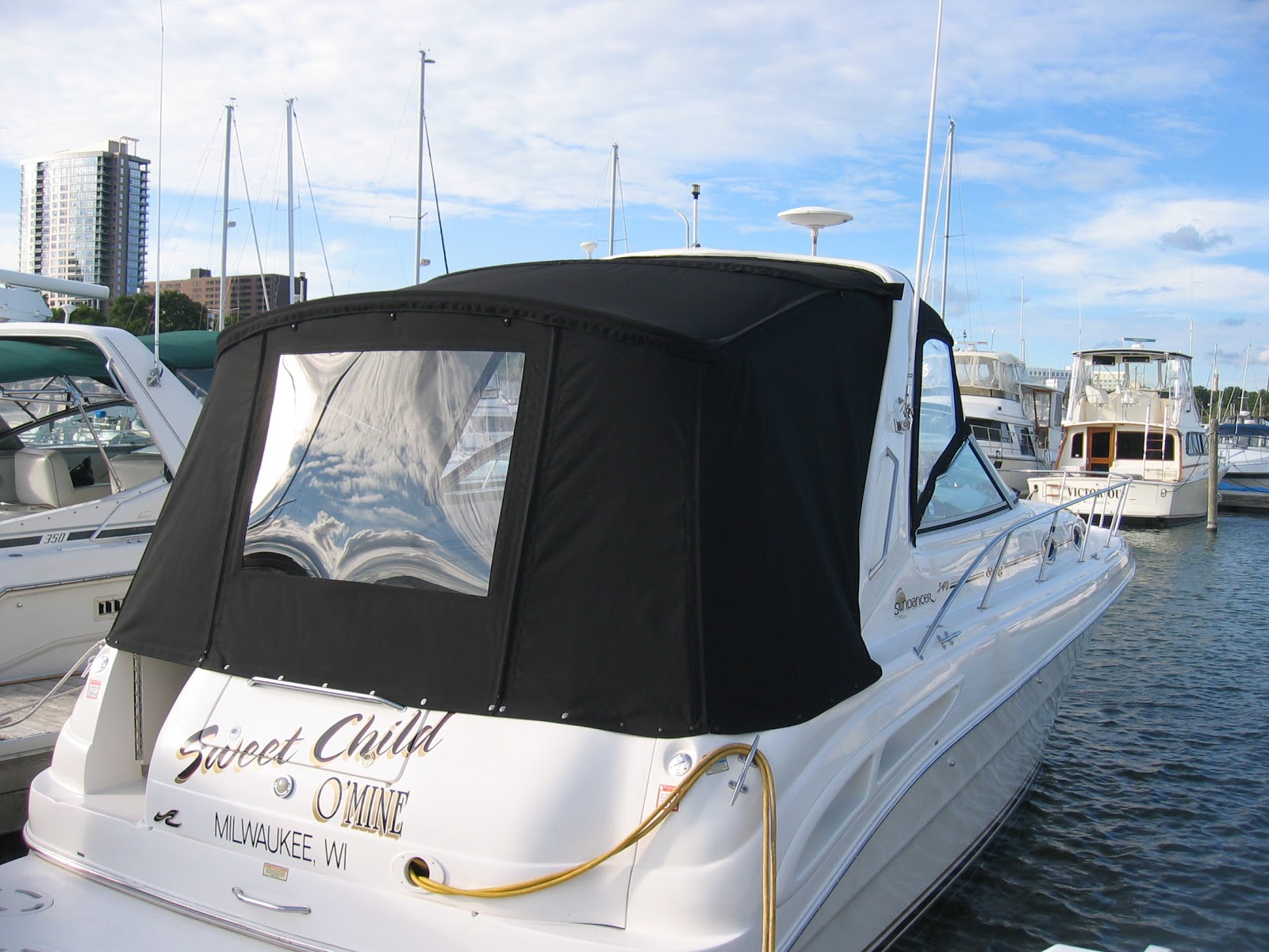 Homestyle Custom Upholstery and Awning Black Boat Canvas With Makrolon
