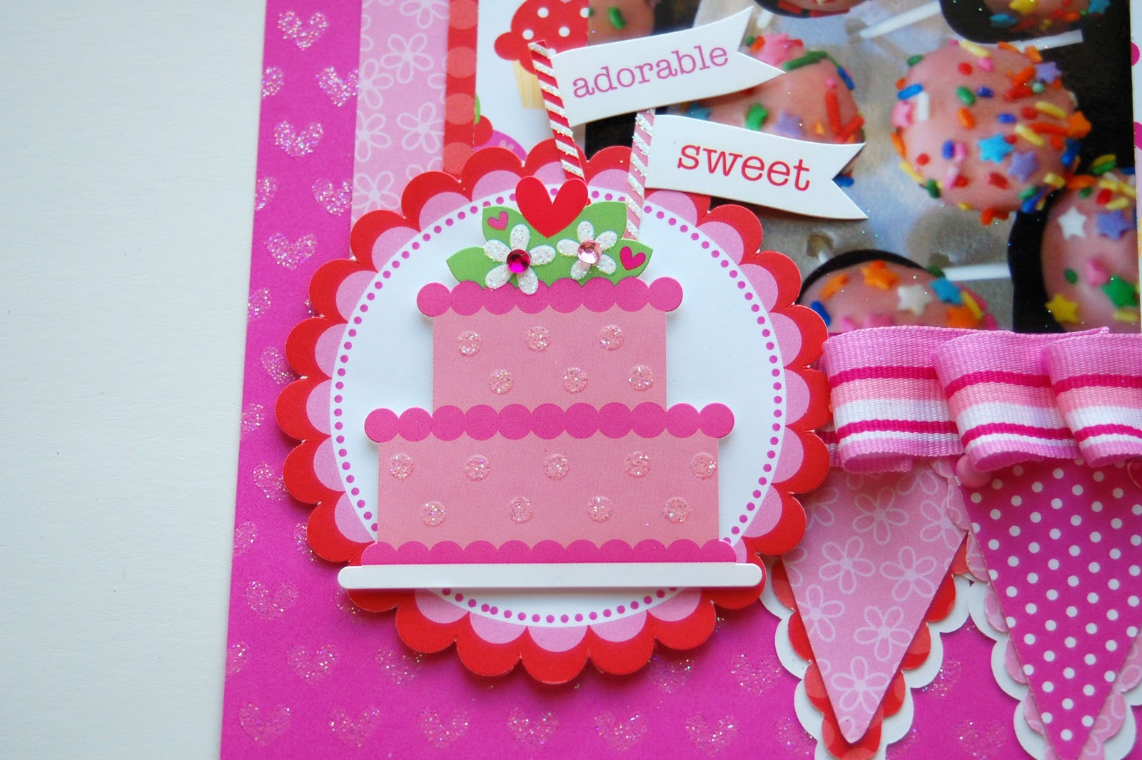 Rhinestones and Ribbon "Cute As A Cupcake" Layout for Doodlebug Design