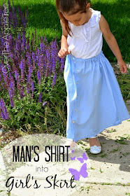Turn a man's dress shirt into a little girl's skirt {Over The Apple Tree}